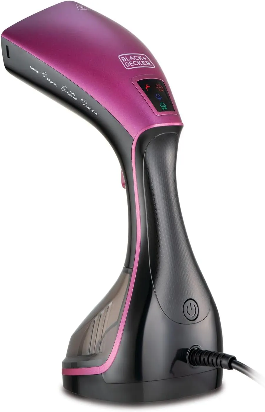 مكواة ملابس بخار محمولة  بلاك اند ديكر ،1600 وات، قاعدة سيراميك ، أسود x بنفسجي ، HSTD1600-B5