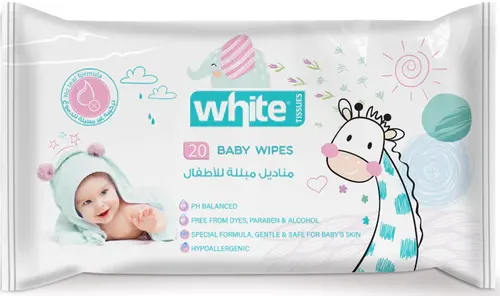 مناديل مبللة للاطفال من وايت، 20 منديل