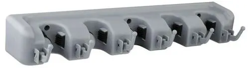 حامل ادوات التنظيف ومقشات خماسي ،رصاصي