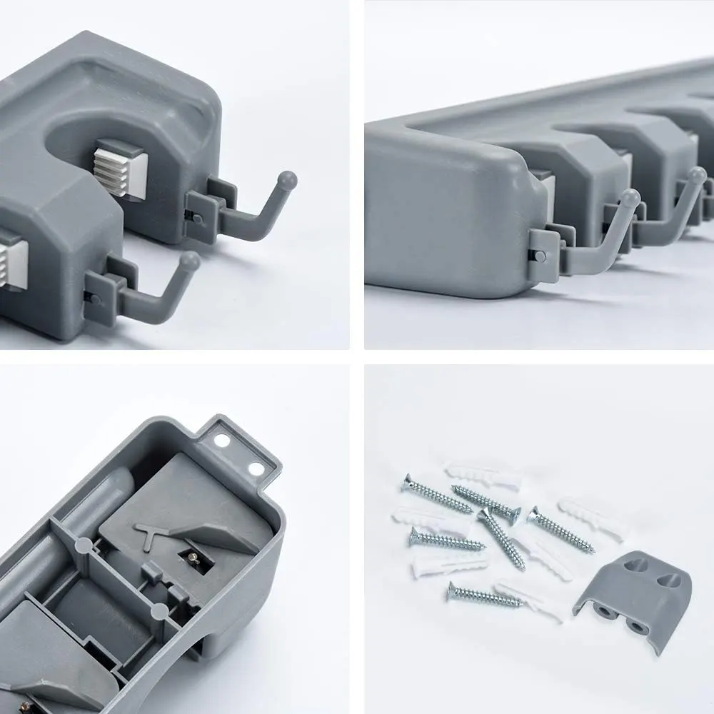 حامل ادوات التنظيف ومقشات خماسي ،رصاصي