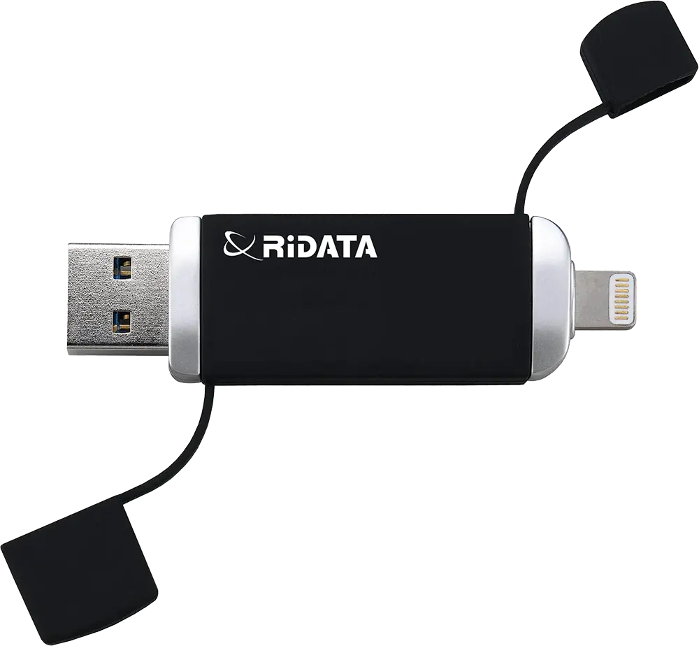 محرك أقراص فلاش USB ري داتا بسعة 64 جيجابايت، مخرج OTG لأجهزة Apple، معتمد من iOS، أسود