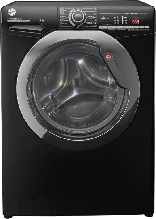 غسالة ملابس فول اوتوماتيك هوفر تحميل أمامي 8 كيلو، 1300 لفة، خاصية بخار، اسود، H3WS383TAC3B-ELA