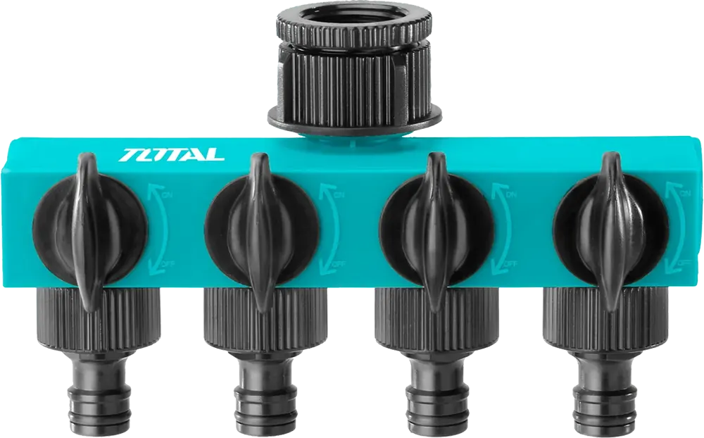 Total Tools 4 Outlet Water Hose Connector, Blue*Black, THHC604101