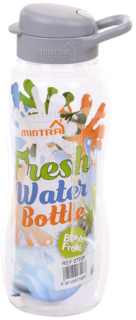 زجاجة مياه رياضية منترا، بلاستيك، 500 مل، بغطاء كبس، ألوان