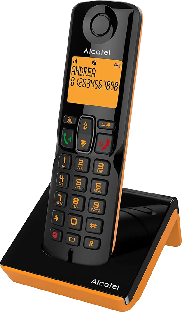 تليفون أرضي لاسلكي ألكاتيل، شاشة ديجيتال، أسود×برتقالي، S250