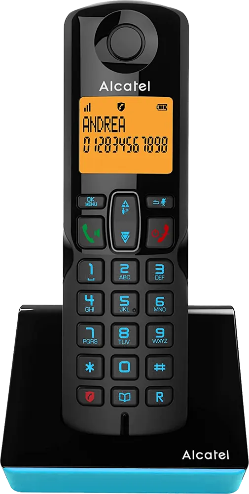 تليفون أرضي لاسلكي ألكاتيل ، شاشة ديجيتال، أسود×أزرق، S250