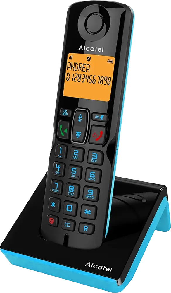 تليفون أرضي لاسلكي ألكاتيل ، شاشة ديجيتال، أسود×أزرق، S250