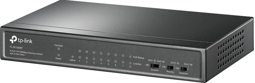 محول ايثرنت تي بي لينك 9 مخرج، سرعة 10-100 ميجابت، أسود، TL-SF1009P