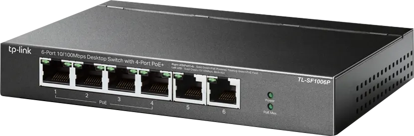 محول ايثرنت تي بي لينك 6 مخرج، سرعة 10-100 ميجابت، أسود، TL-SF1006P