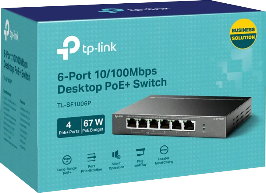 محول ايثرنت تي بي لينك 6 مخرج، سرعة 10-100 ميجابت، أسود، TL-SF1006P