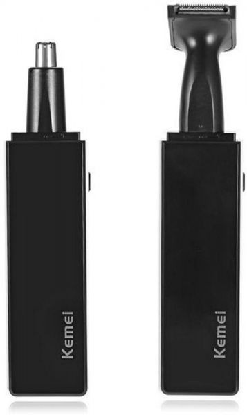 ماكينة إزالة شعر الأنف والأذن, للاستخدام الجاف ،مع 2 ملحق ,من كيمي، أسود، KM-6672