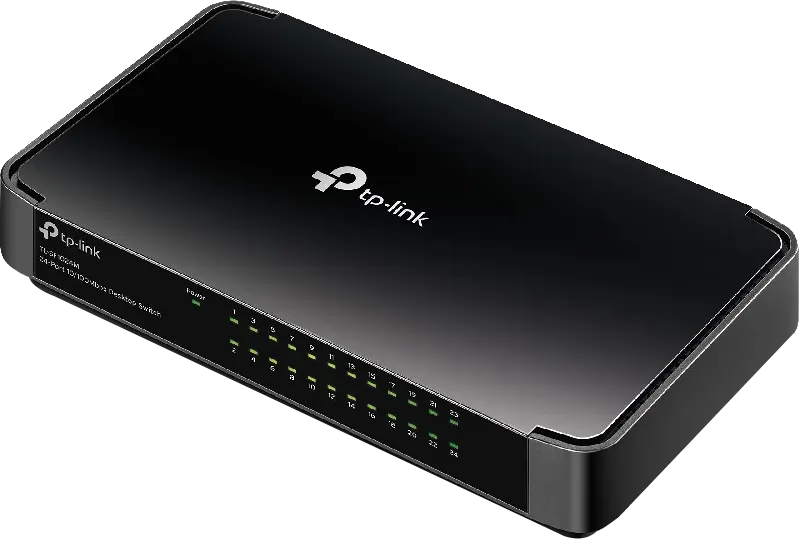 محول ايثرنت تي بي لينك 24 مخرج، سرعة 10-100 ميجابت، أسود، TL-SF1024M