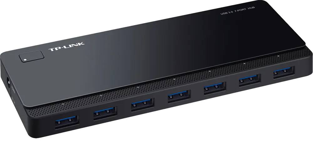 هاب تي بي لينك، 7 منافذ USB 3.0، عدد 3 مخارج شحن سريع، أسود، UH700