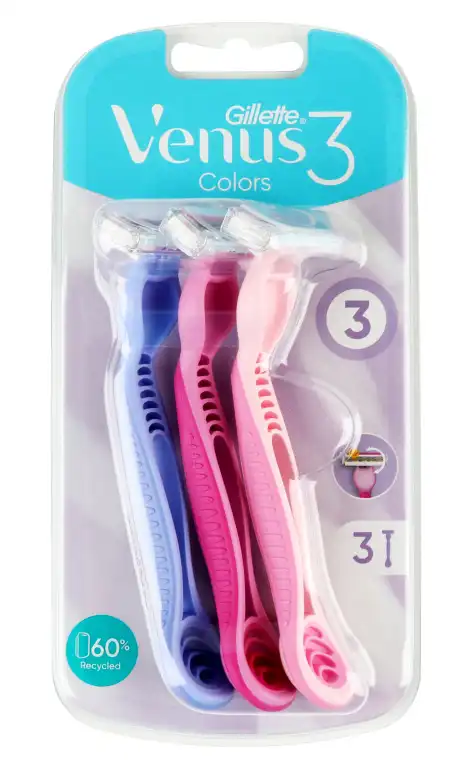 ماكينة حلاقة سيمبلي  3 ألوان فينوس جيليت 3 قطع