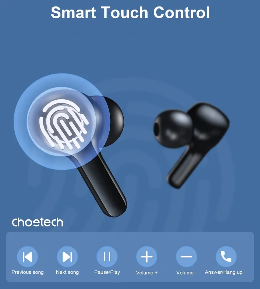 سماعات أذن تشويتك ترو ، بلوتوث 5.2، عمر بطارية 5 ساعات، أسود، BH-T06