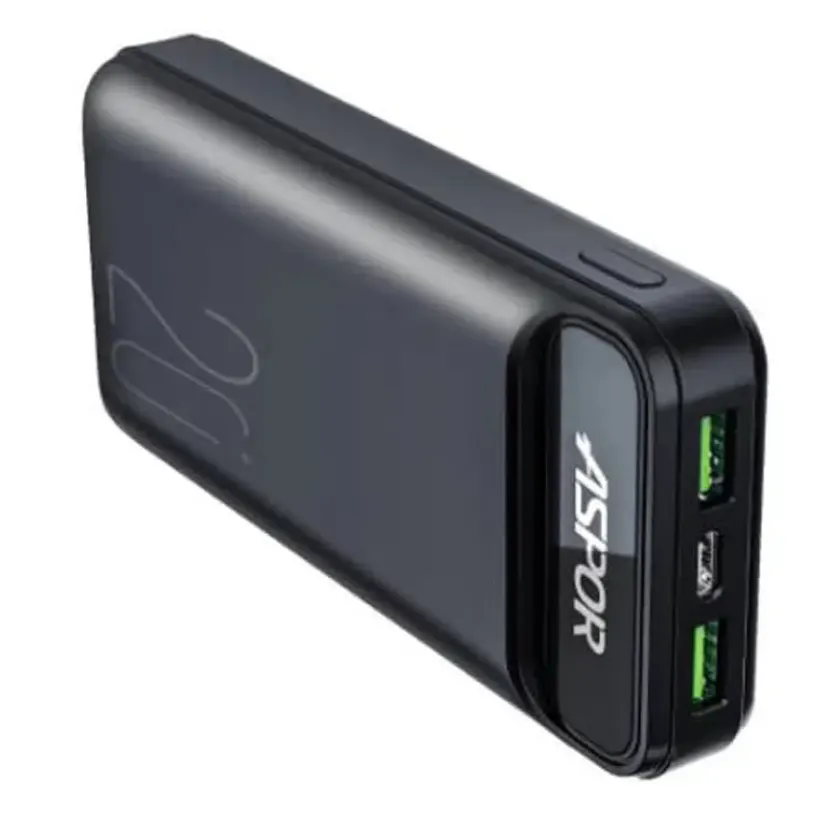 باور بانك أسبور، 20000 مللي أمبير، 5 فولت، 22.5 وات، أسود، A396
