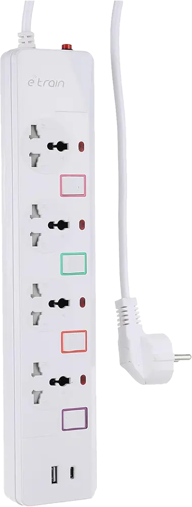 مشترك كهرباء ايترين 4 منافذ + يو اس بي + تايب سي، 16 أمبير ، أبيض