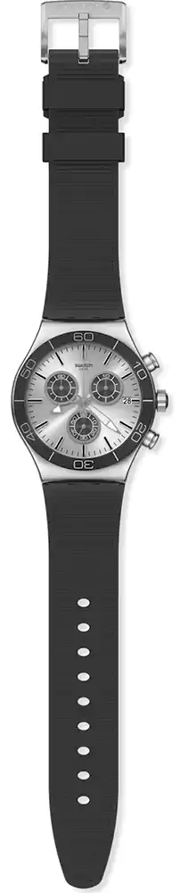 ساعة سواتش رجالي ، عقارب، سوار مطاط، أسود، YVS486