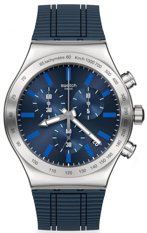 ساعة سواتش رجالي الكتريك بلو، عقارب، سوار مطاط، أزرق ، YVS478