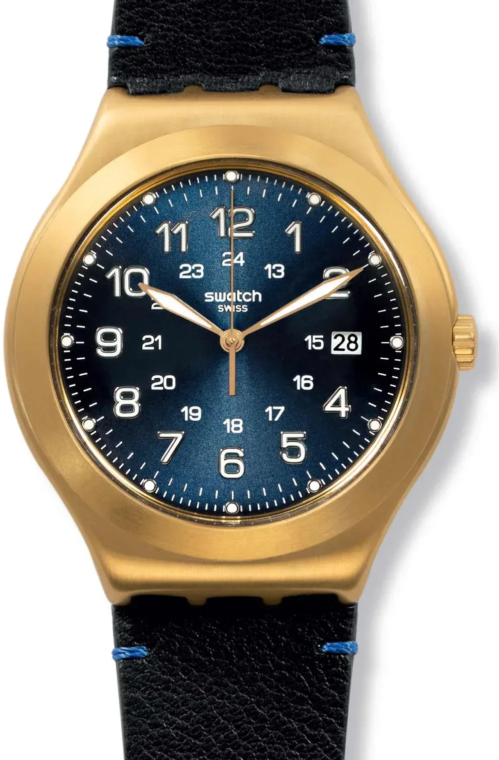 ساعة سواتش رجالي ، عقارب، سوار جلد، أسود YWG408