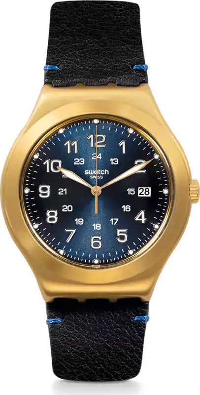 ساعة سواتش رجالي ، عقارب، سوار جلد، أسود YWG408