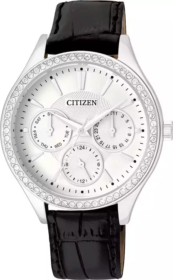 ساعة سيتيزن رجالي، عقارب،  سوار جلد، أسود،  ED8160-09A