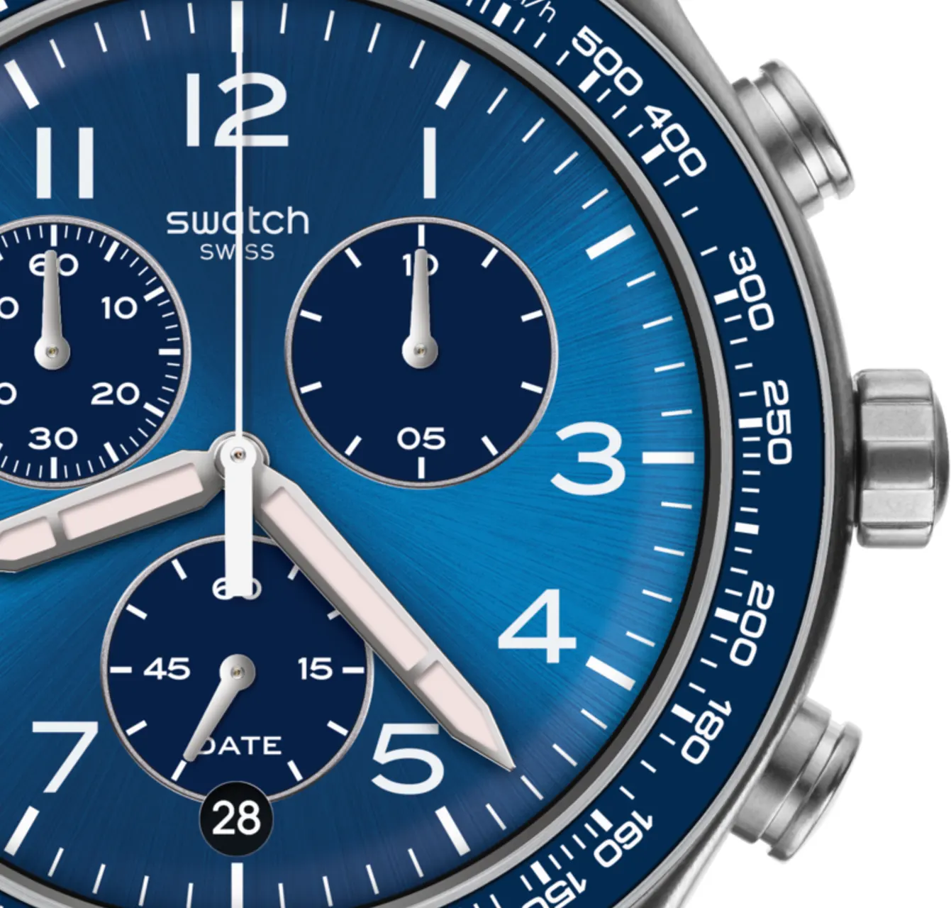 ساعة سواتش رجالي كاجوال بلو ، عقارب، سوار جلد، بني ، YVS466