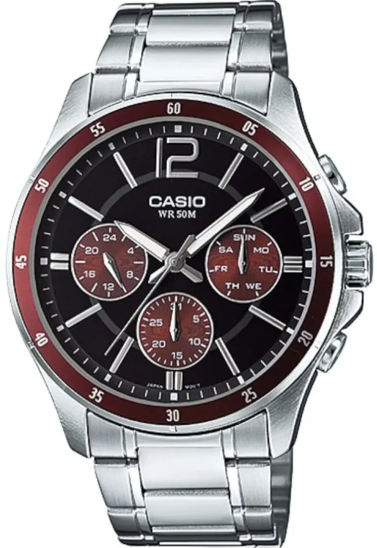 CASIO Men's Round Shape Stainless Steel Strap Analog Wrist Watch, Silver , MTP-1374D-5AVDF