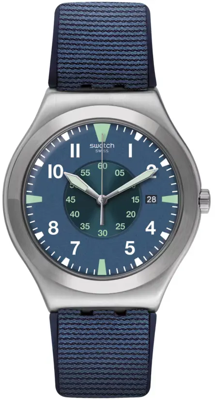 ساعة سواتش رجالي ، عقارب، سوار أنيق، أزرق، YWS455