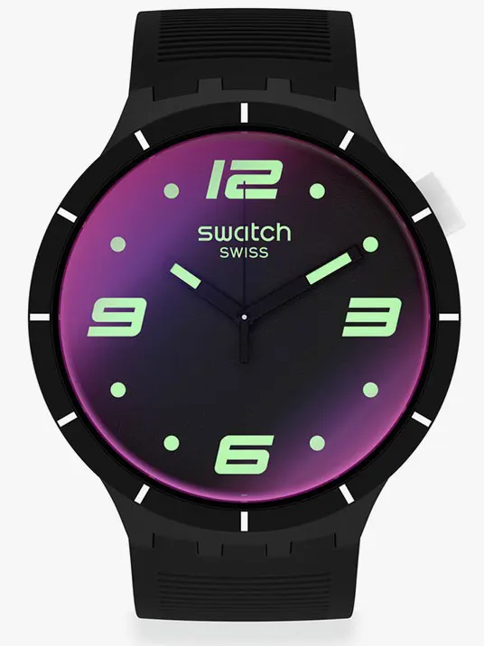 ساعة  سواتش رجالي ، عقارب، سوار سيليكون، أسود، SO27B119