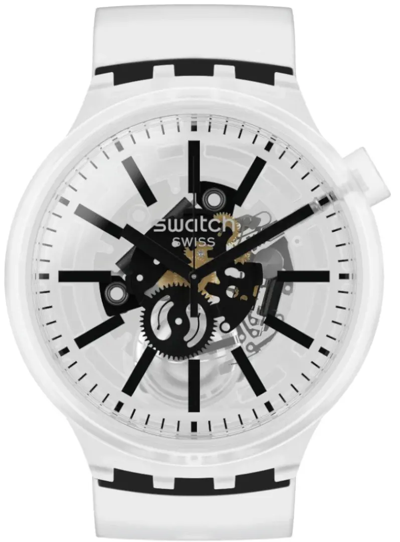 ساعة سواتش رجالي ، عقارب، سوار سيليكون، أبيض، SO27E101
