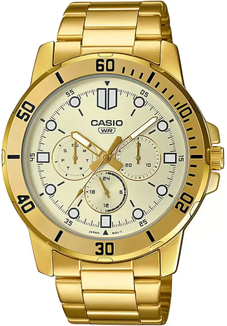 Casio Watch for Men, Analog, Stainless Steel Strap, Gold MTP-VD300G-9EUDF