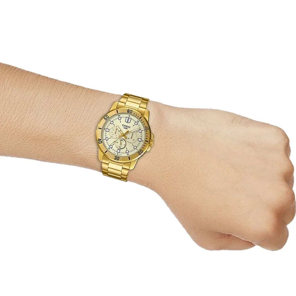 Casio Watch for Men, Analog, Stainless Steel Strap, Gold MTP-VD300G-9EUDF