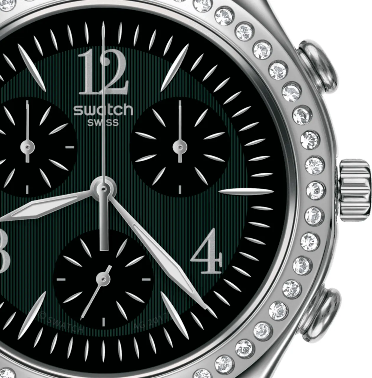 ساعة سواتش حريمي، عقارب، سوار ستانلس ستيل، فضي، YCS118GAC