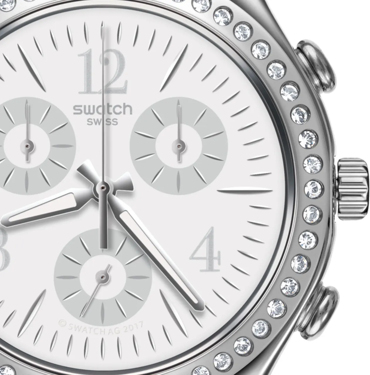 ساعة سواتش حريمي، عقارب، سوار ستانلس ستيل، فضي ، YCS119GAC