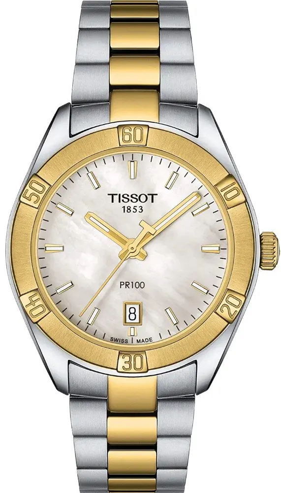 ساعة  تيسوت نسائية، عقارب، سوار ستانلس ستيل، فضي، T101-910-22-111