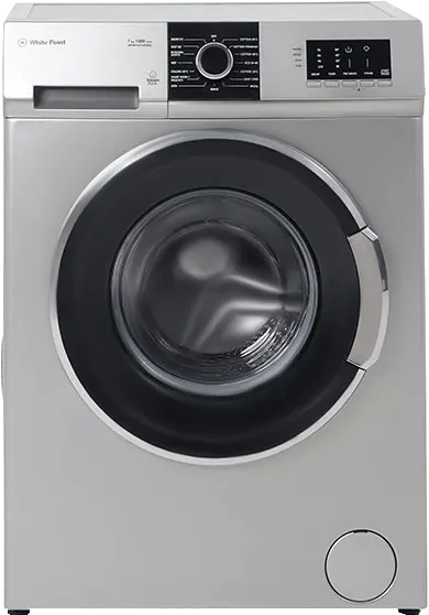 غسالة ملابس فول أتوماتيك وايت بوينت تحميل أمامي 7 كيلو، 1000 لفة، غسيل بالبخار، انفرتر، شاشة تاتش ديجيتال، فضي، WPW71015DSWS