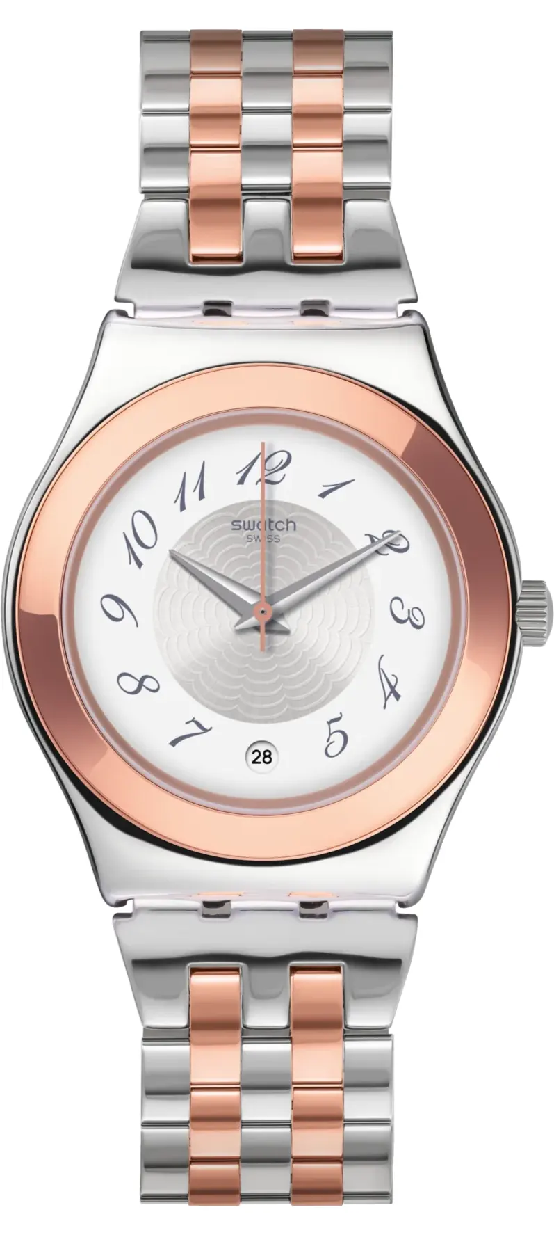 ساعة سواتش حريمي، عقارب، سوار ستانلس ستيل، فضي ، YLS454G