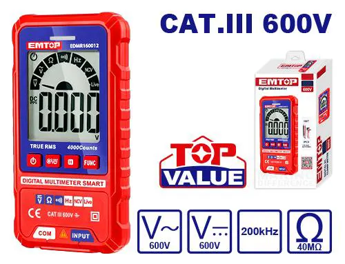 جهاز ملتيميتر ديجيتال ام توب، 600 فولت، EDMR160012