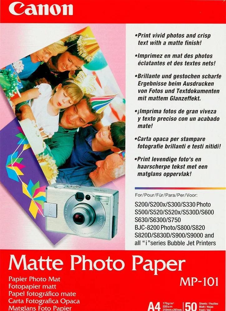 كانون ورق صور مطفي  مقاس A4 ، وزن 170 جم-م2، 50 ورقة مطفية، MP-101