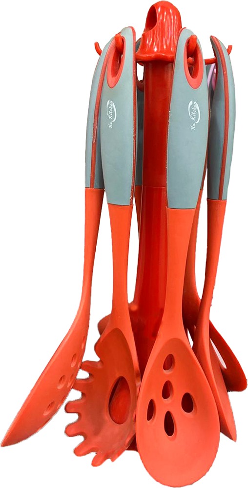 طقم توزيع دولفين بالحامل سيليكون ، 7 قطع ،أحمر