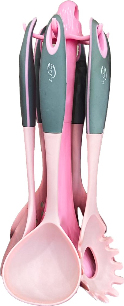 طقم توزيع دولفين بالحامل سيليكون ، 7 قطع ،بينك