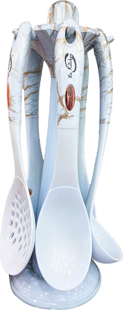 طقم توزيع بالحامل سيليكون ، 6 قطع ،رخامي أزرق