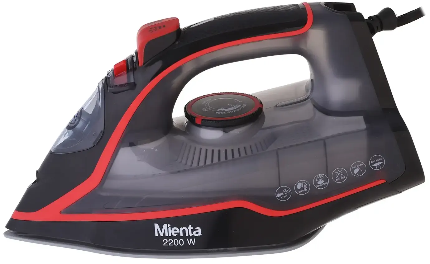 مكواة بخار ميانتا ، 2200 وات، قاعدة سيراميك، أسود×أحمر ، SI181438B