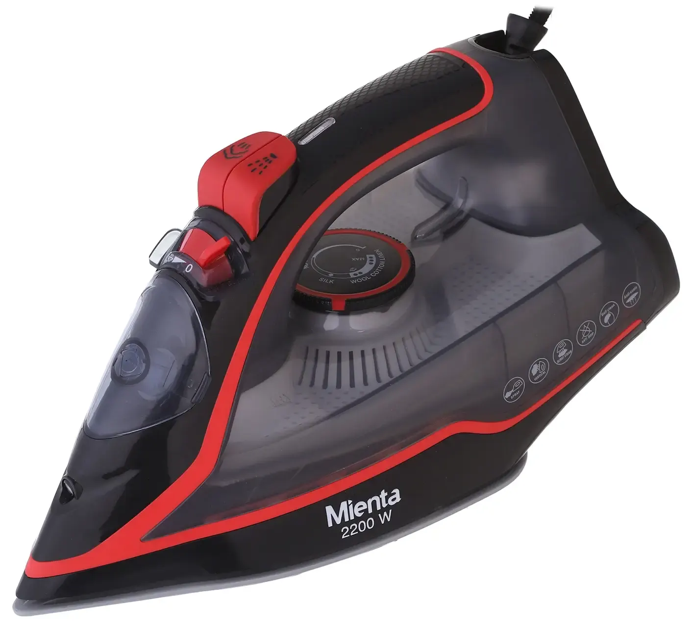 مكواة بخار ميانتا ، 2200 وات، قاعدة سيراميك، أسود×أحمر ، SI181438B