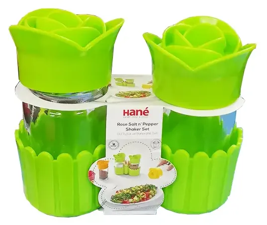 طقم ملاحة زجاج شكل وردة ، 2 قطعة بالحامل ، أخضر