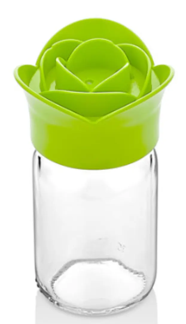 طقم ملاحة زجاج شكل وردة ، 2 قطعة بالحامل ، أخضر