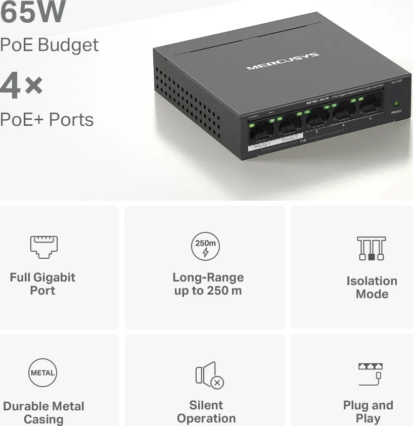 ، سويتش ايثرنت ميركوسيس 5 منافذ، جيجابت أسود، MS105GP