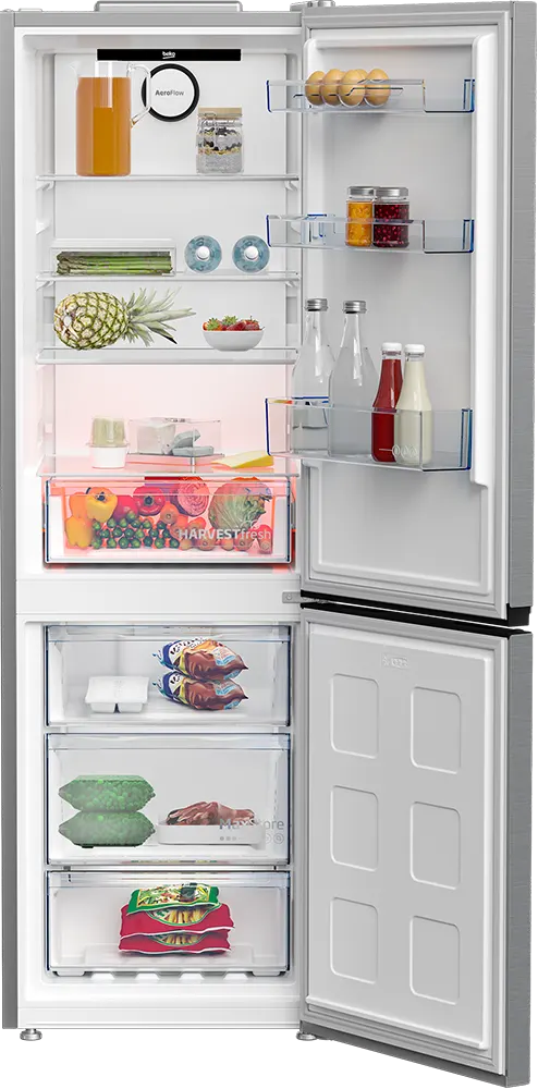 ثلاجة بيكو، نوفروست كومبي، 367 لتر، 2 باب، شاشة ديجيتال، فضي - RCNE367E30ZXB