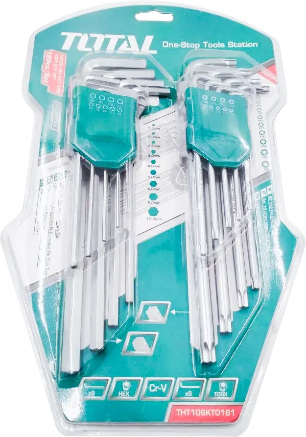 طقم مفاتيح النكيه مسدس، توتال تولز 18 قطع، THT106KT0181